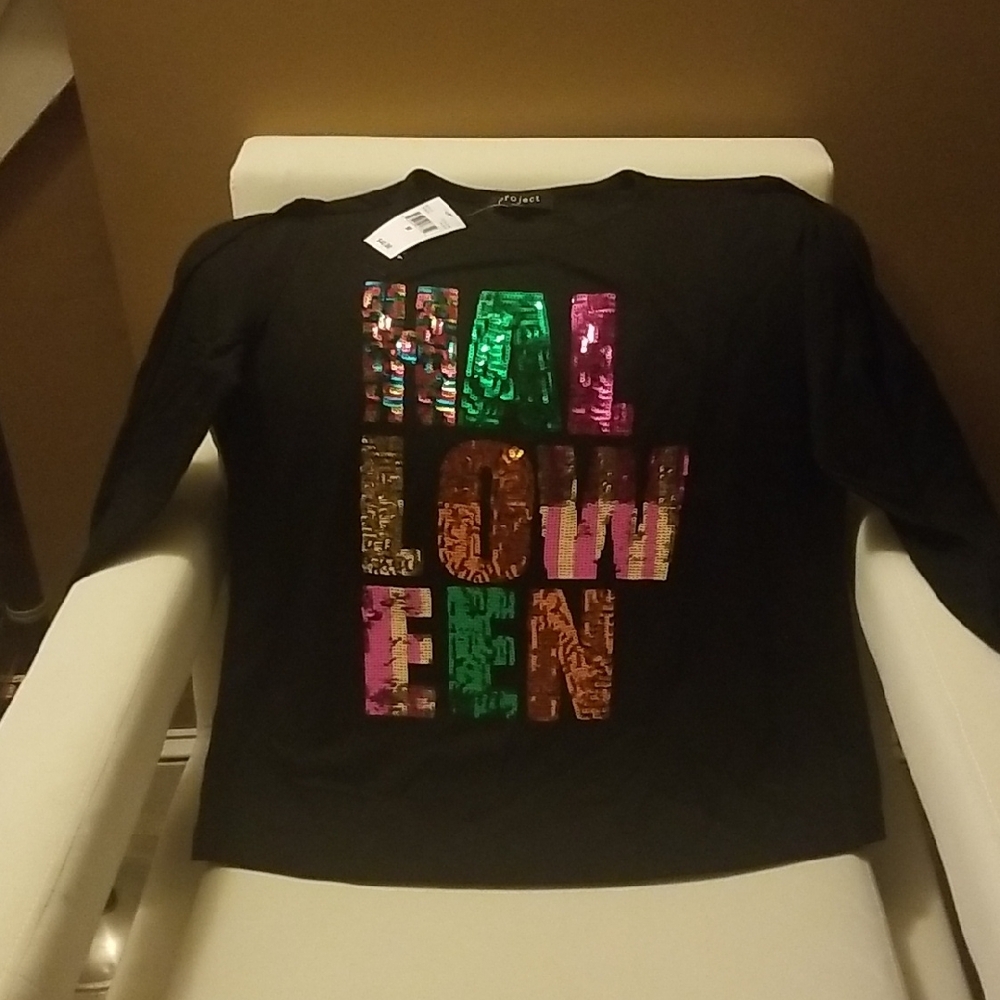 Y/Project Black Long Sleeve Tee with Multicolor Letters
